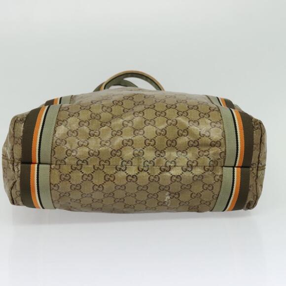 GUCCI GG Crystal Sherry Line Tote Bag Gold Gray Brown - Picture 9 of 12